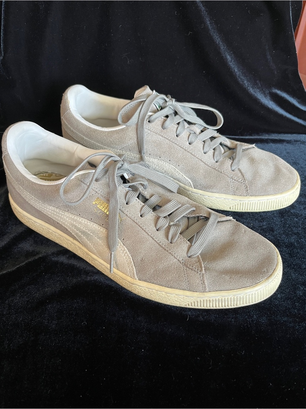 Puma Suede Classic + Shoes Sneakers Oatmeal Grey Men's 12